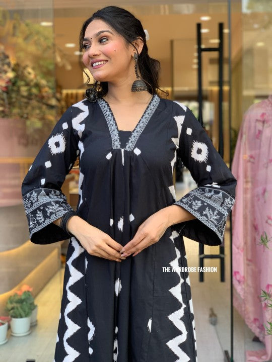 New Printed Kurta Pant Set Blue