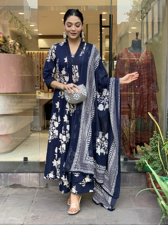 Bluish Florish Summer Dress