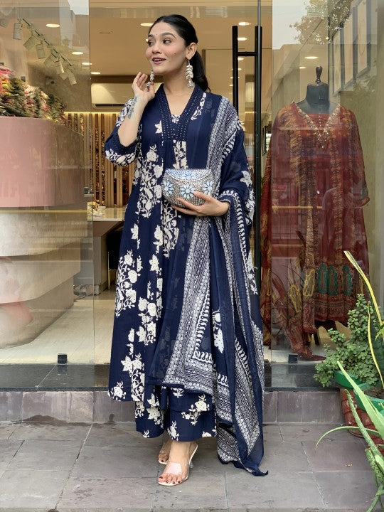 Bluish Florish Summer Dress