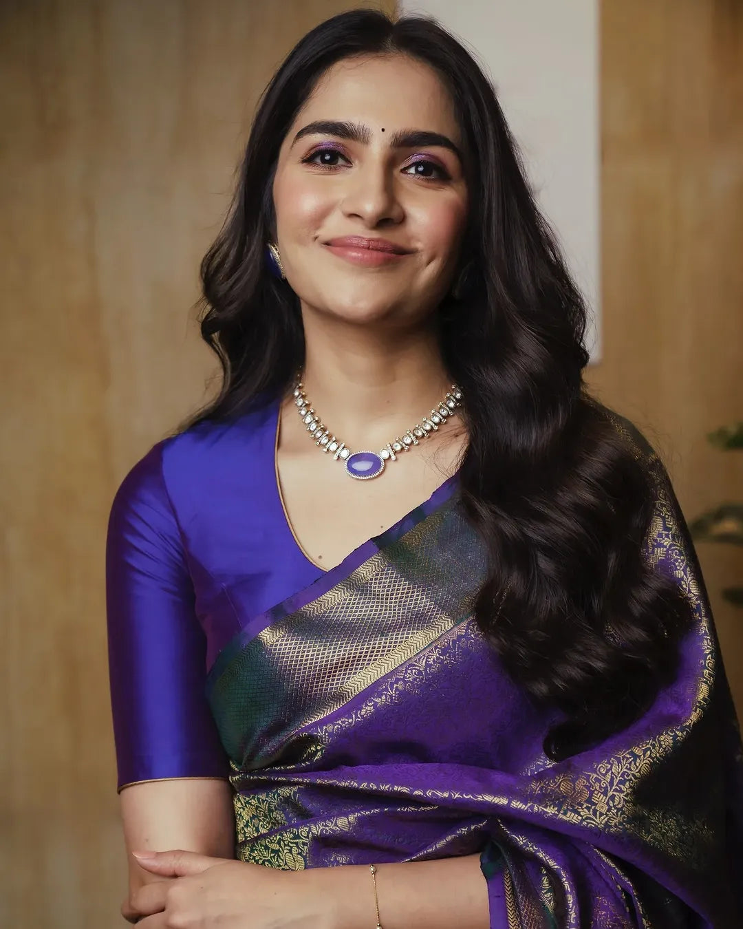 FANCY BANARASI SOFT SILK ZARI WEAVING WORK SAREE WITH UNSTITCHED BLOUSE PURPLE