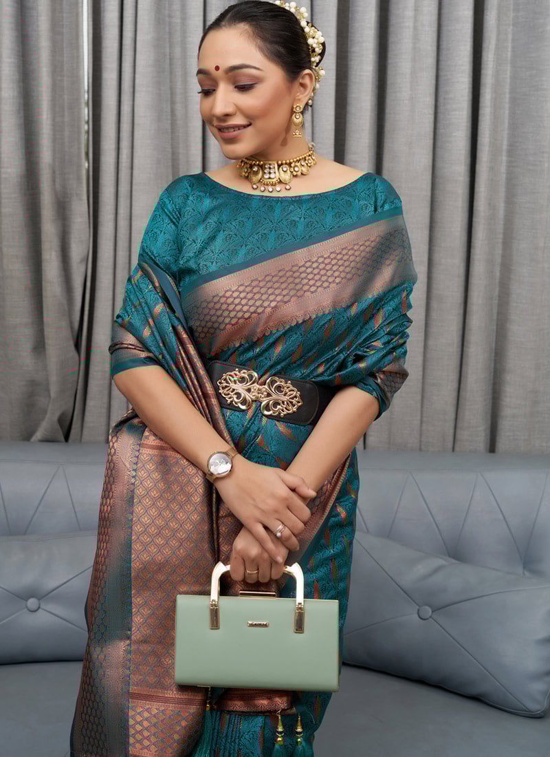 Woven Saree with Contrast Border