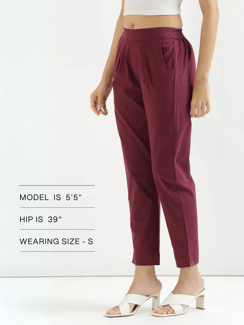 Wine Cotton Pant