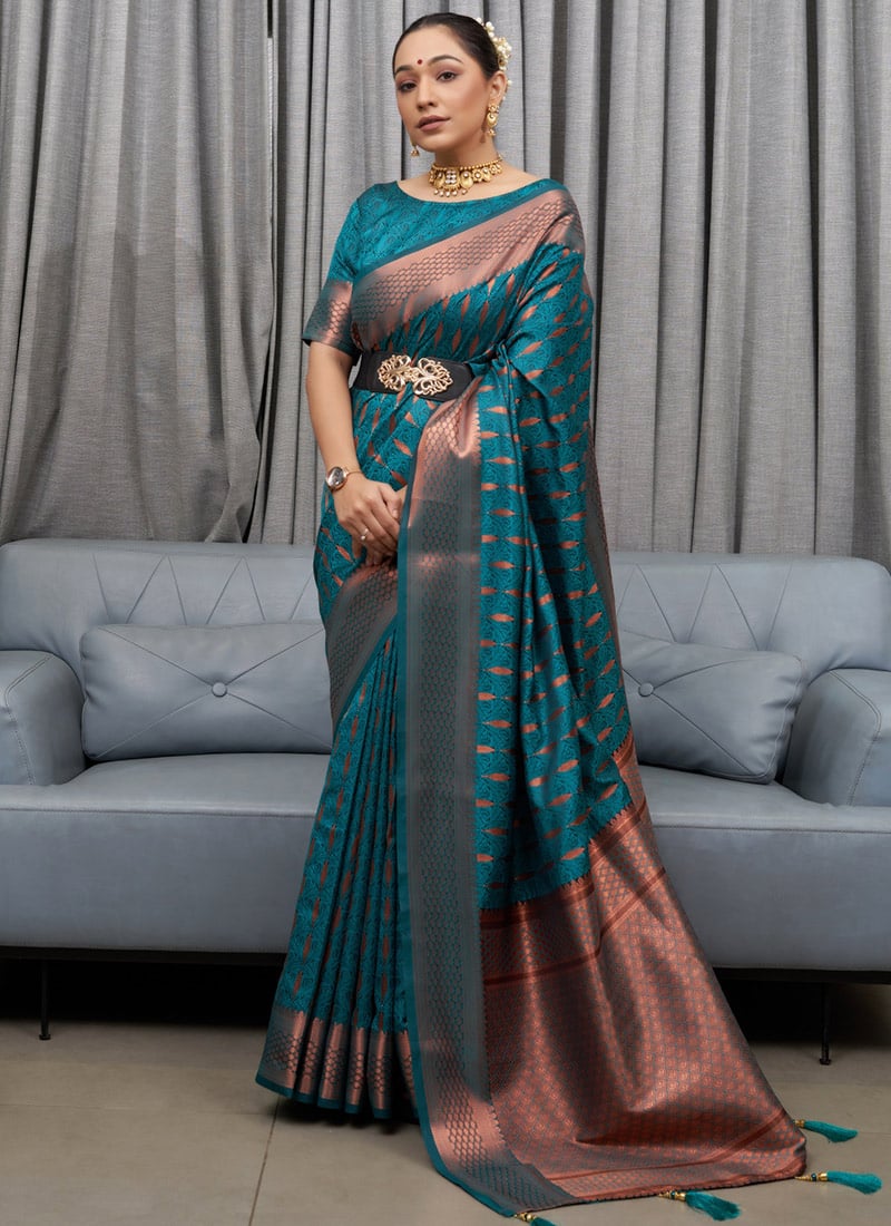 Woven Saree with Contrast Border