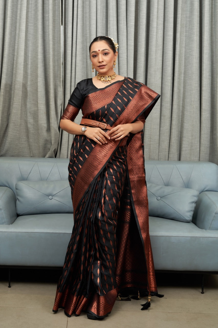 Woven Saree with Contrast Border