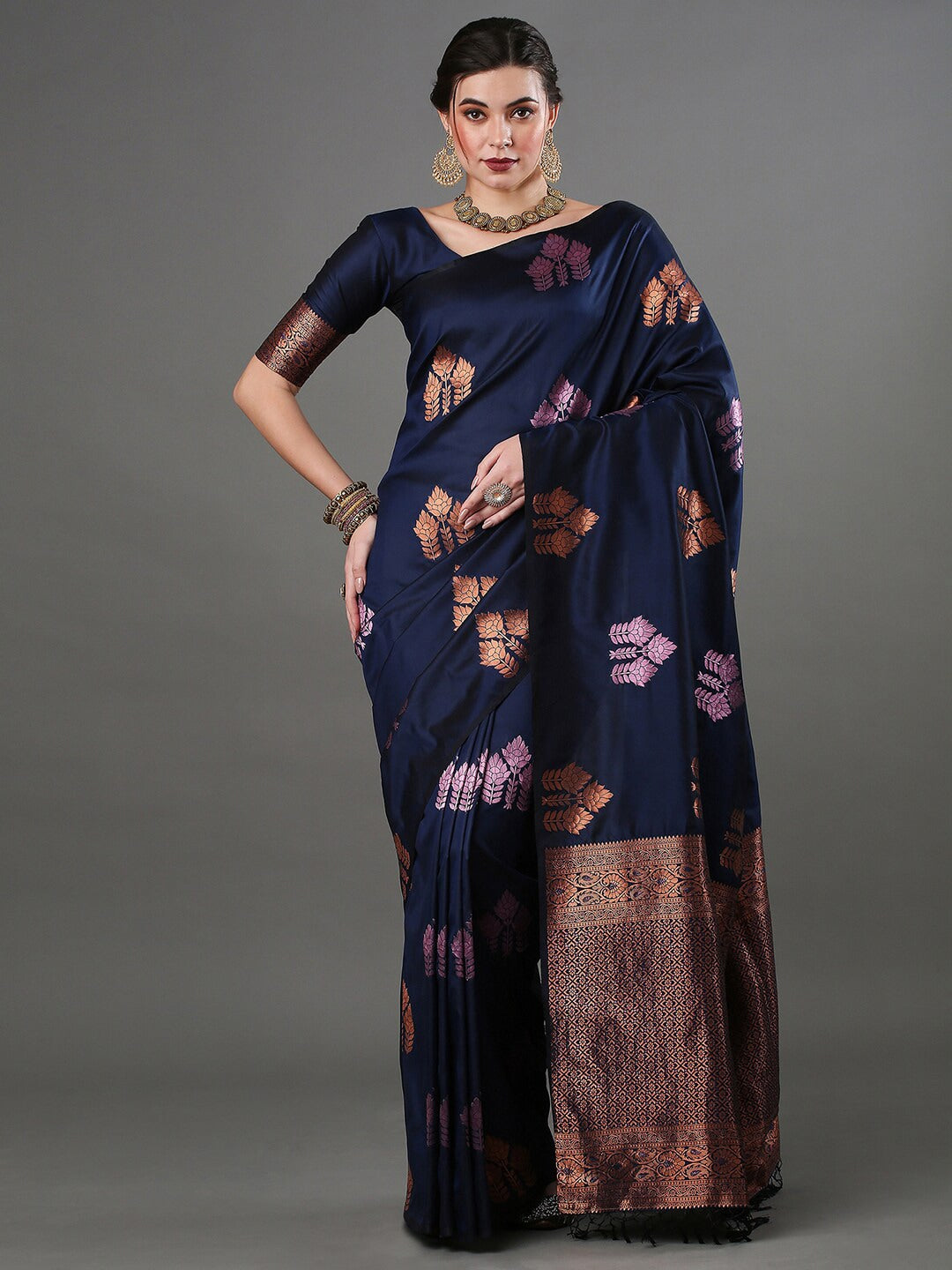 Women Silk Saree with Contrast Border | FS