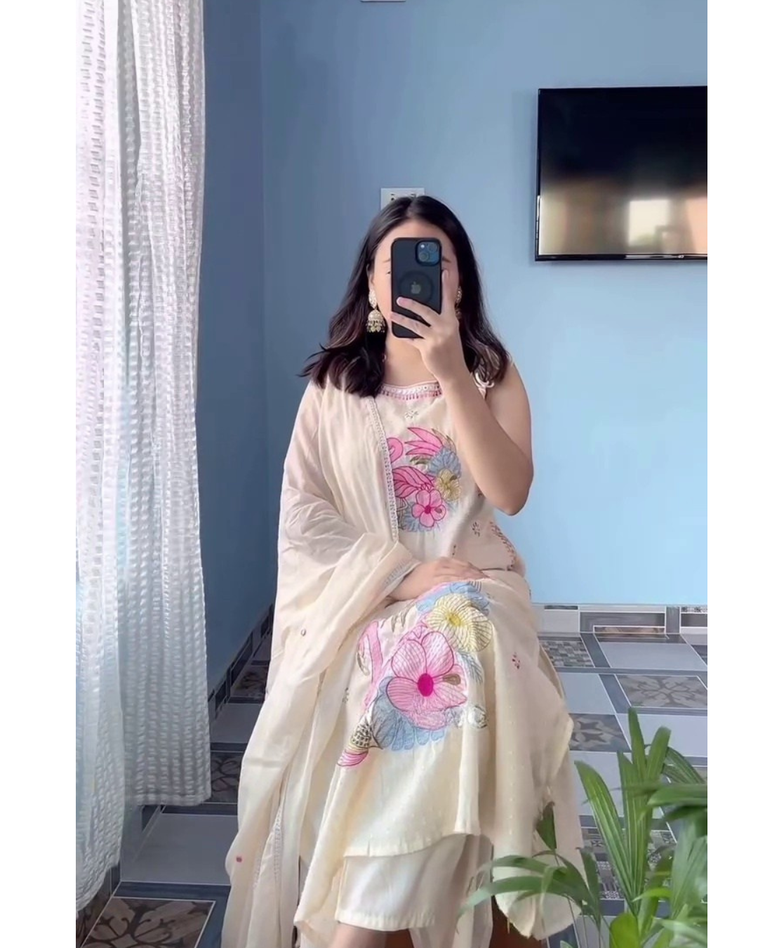 Elegant Floral Printed Premium Straight Kurta Set with Dupatta – Party & Festive Wear