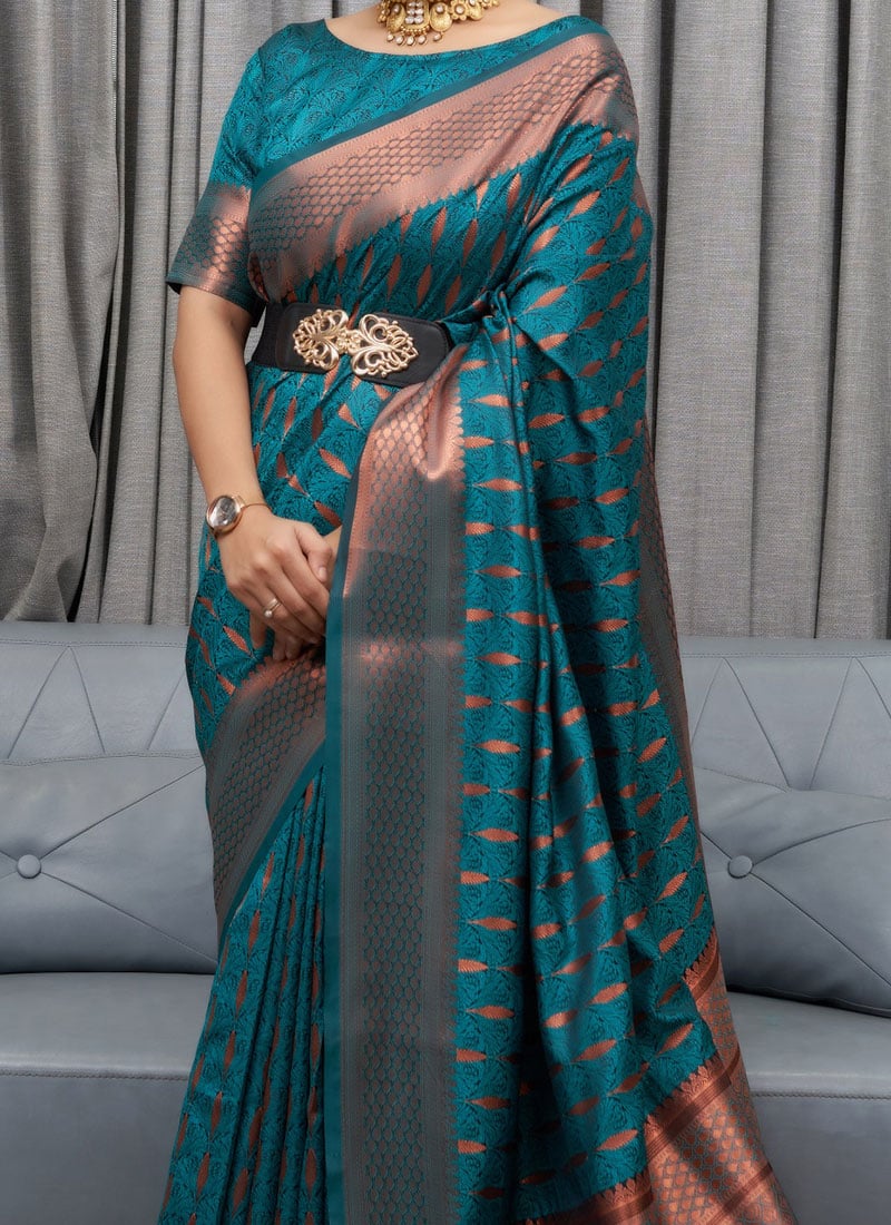 Woven Saree with Contrast Border