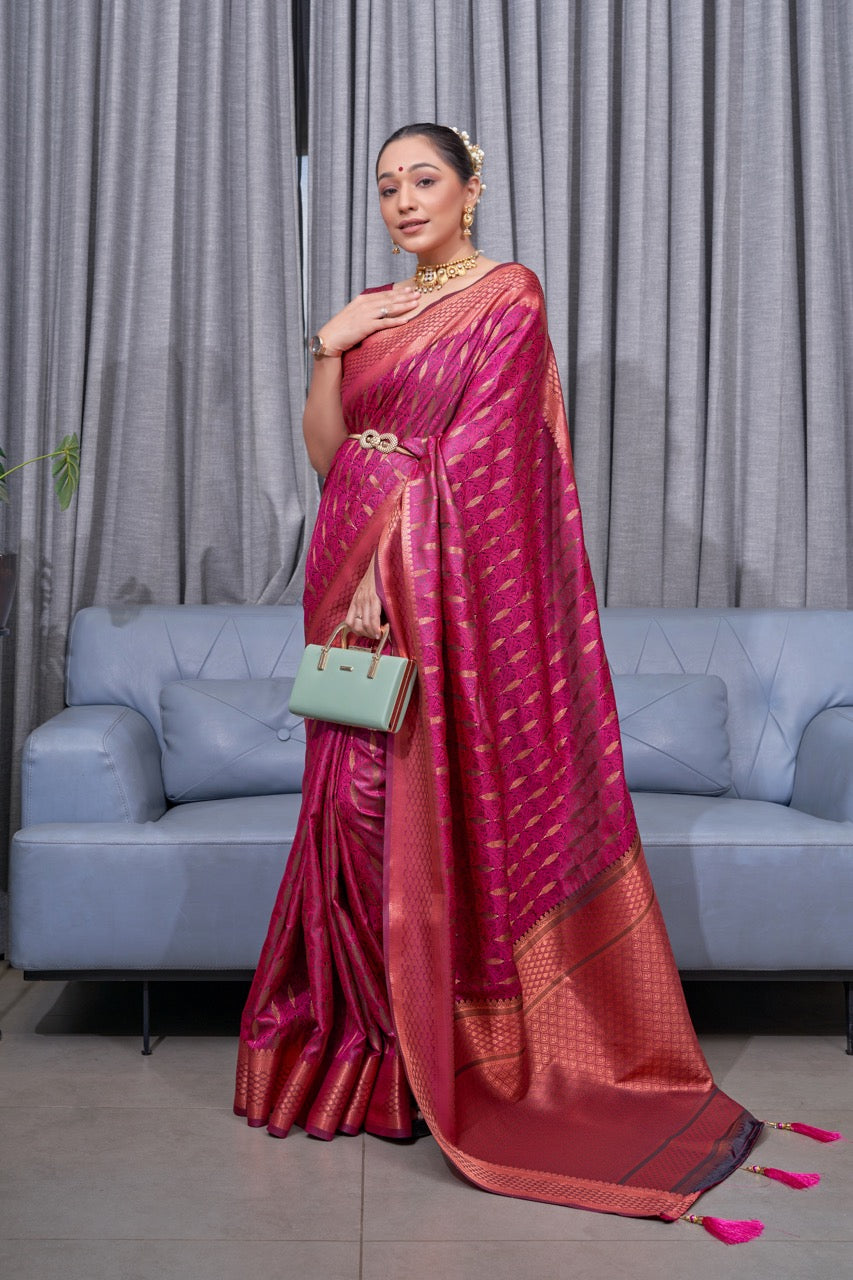 Woven Saree with Contrast Border
