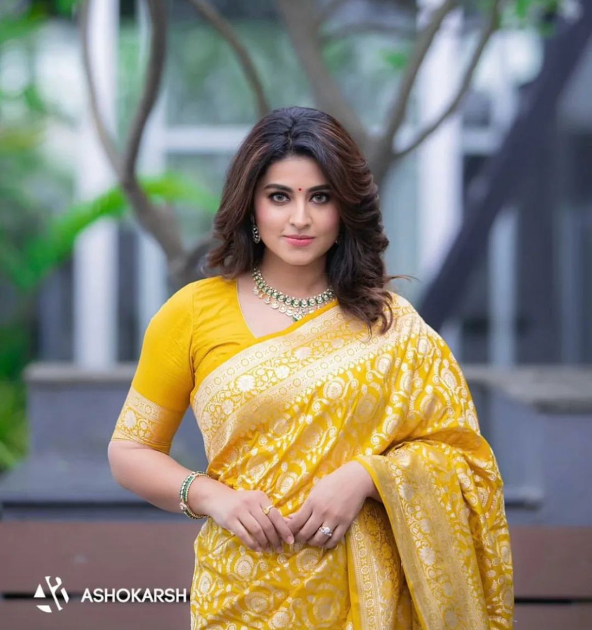 Self Design, Woven Banarasi Jacquard Saree (Yellow)
