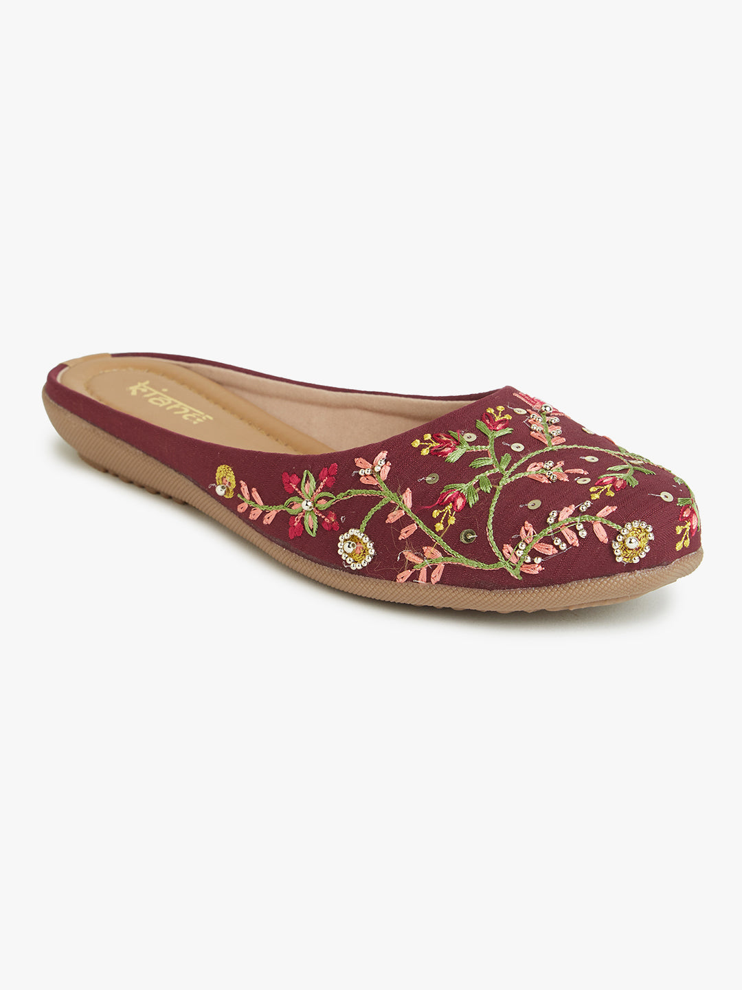 Women Embellished Embroidered Canvas Mules