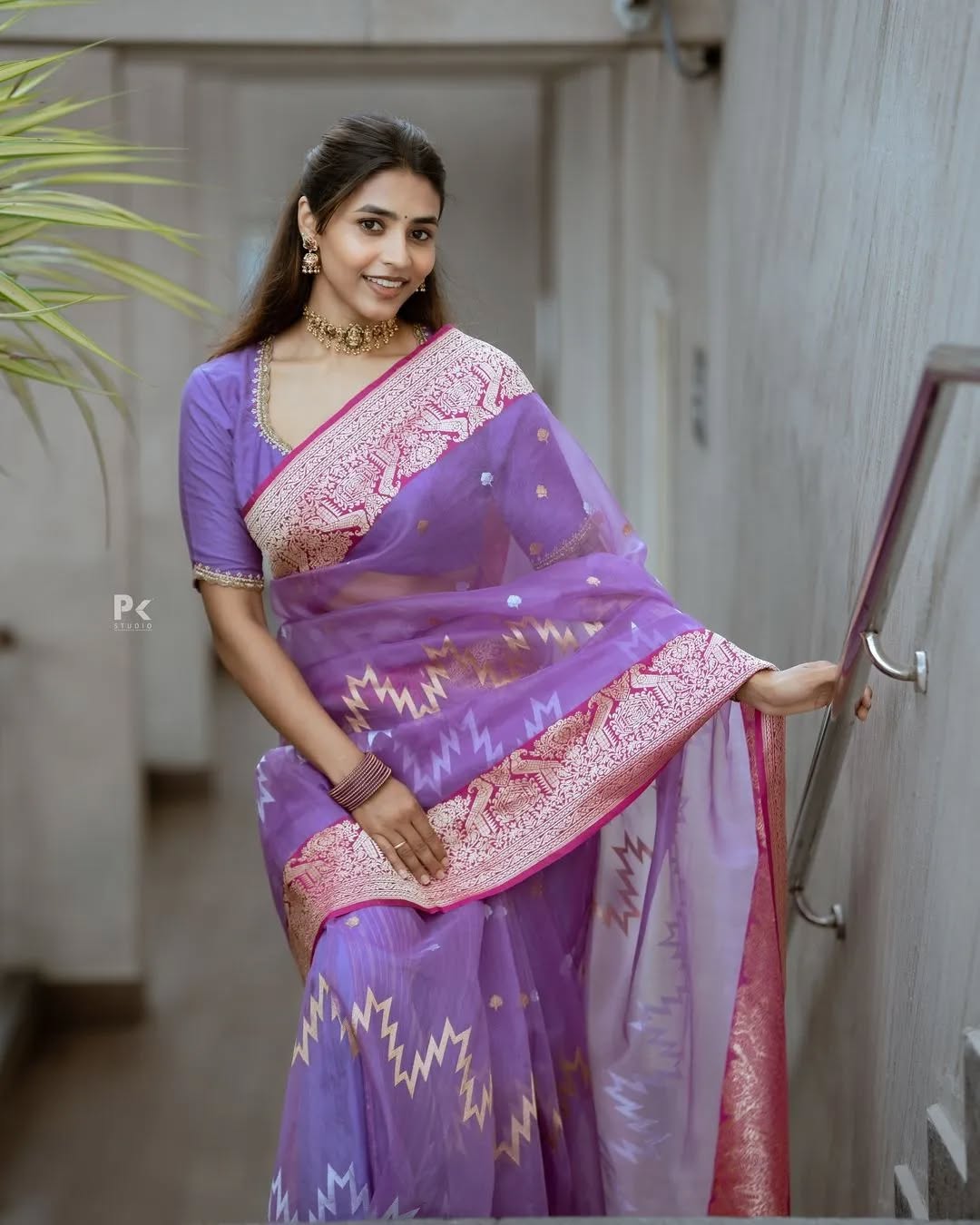 Lavender Banarasi Soft Silk Saree with Rich Zari Border