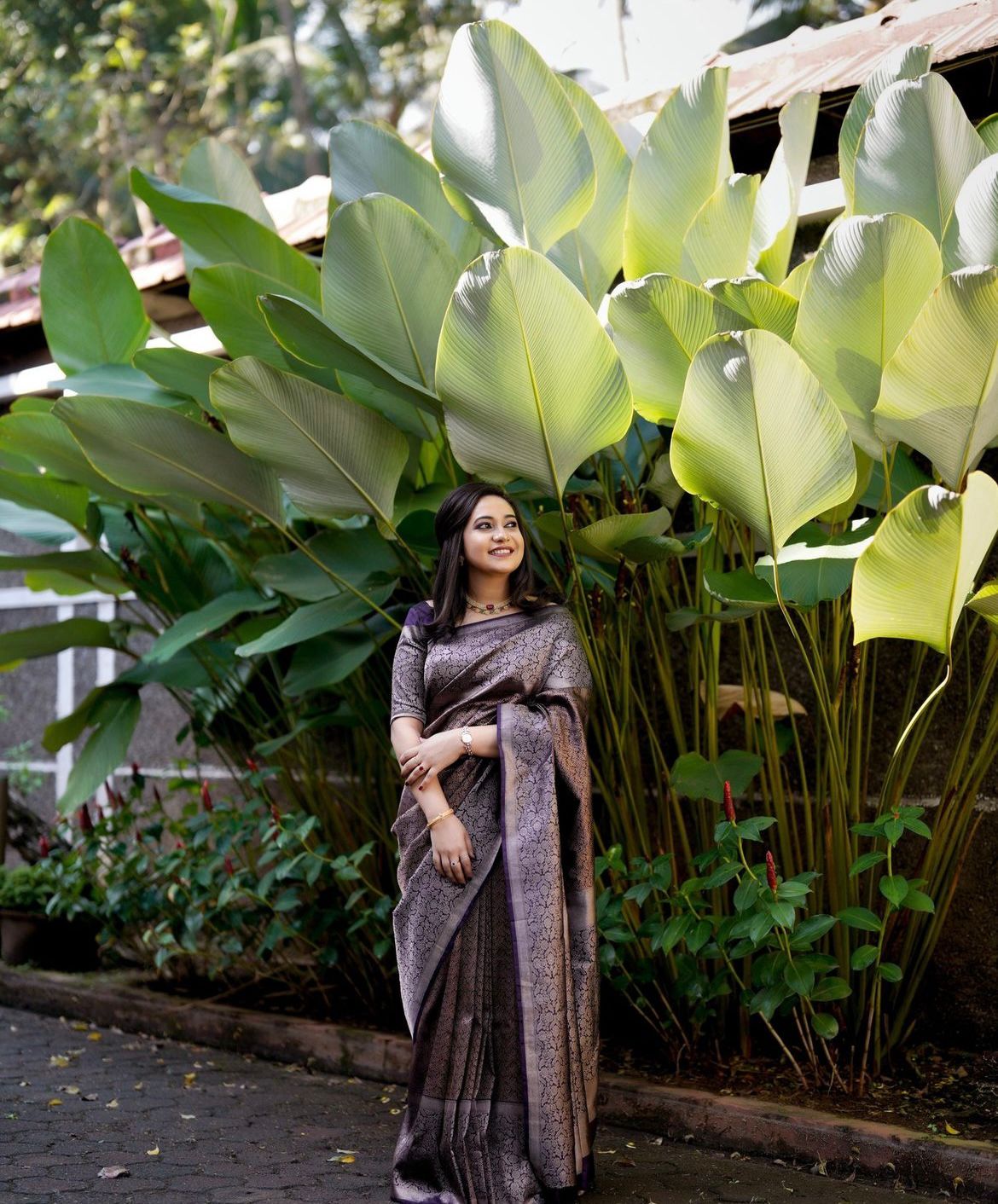 Women Floral Woven Saree with Tassels | FS
