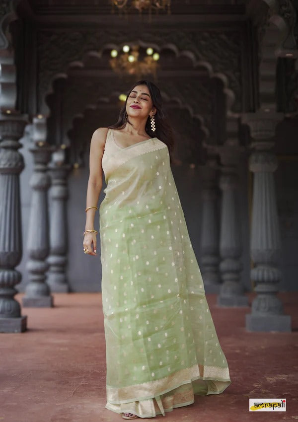 Women's Kanjivaram Soft Pure Silk Banarasi Sarees With Blouse Piece