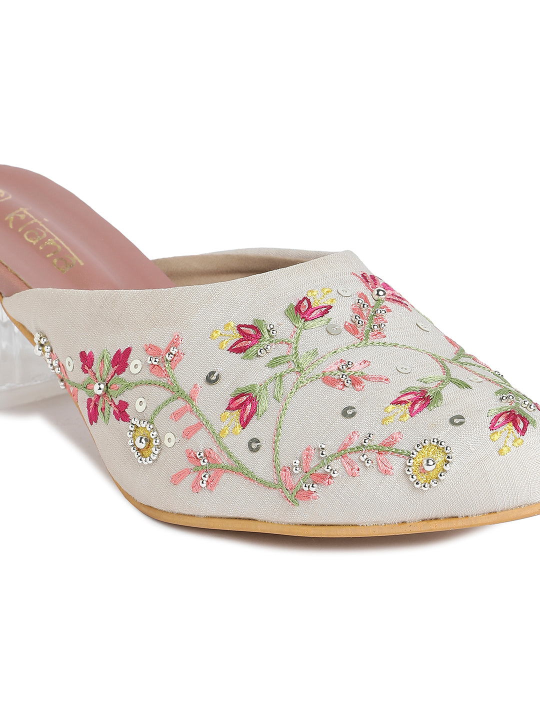 Women's White Embellished Rexine Block Heel Wedge Heels with PVC Sole - Stylish and Comfortable