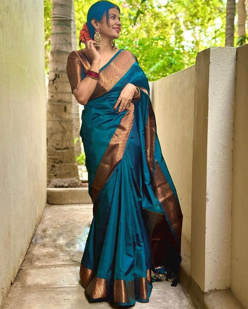 Woven Banarasi Soft Silk Saree with Tassels