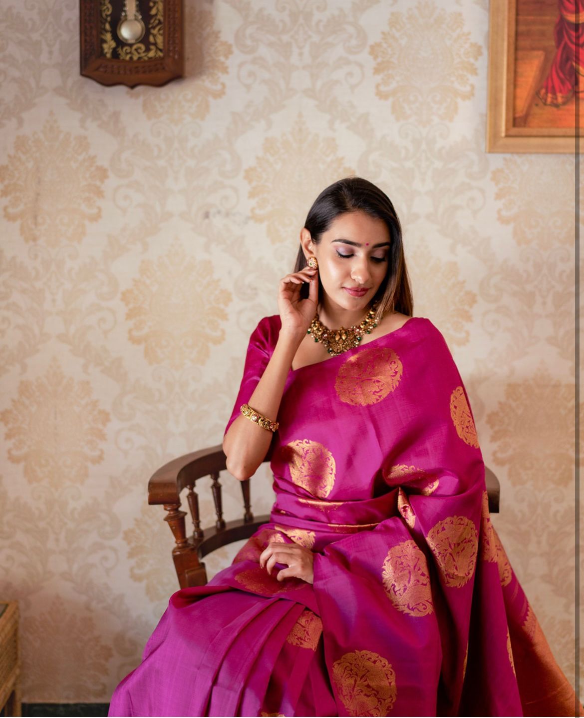Women Bird Woven Banarasi Silk Saree with Tassels