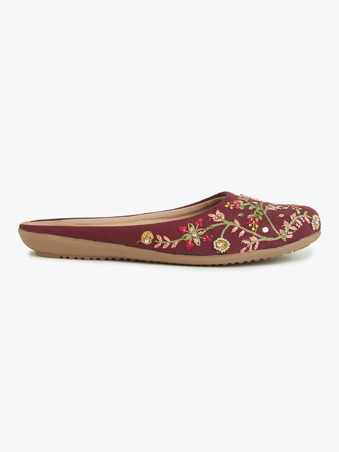 Women Embellished Embroidered Canvas Mules