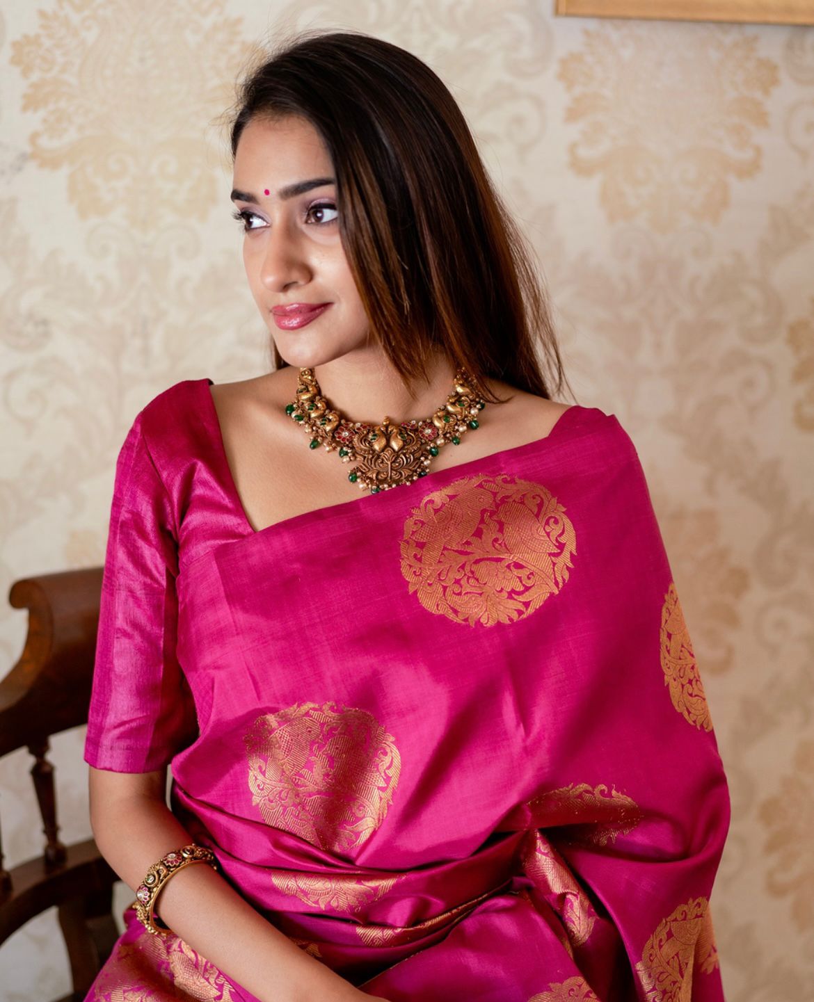 Women Bird Woven Banarasi Silk Saree with Tassels