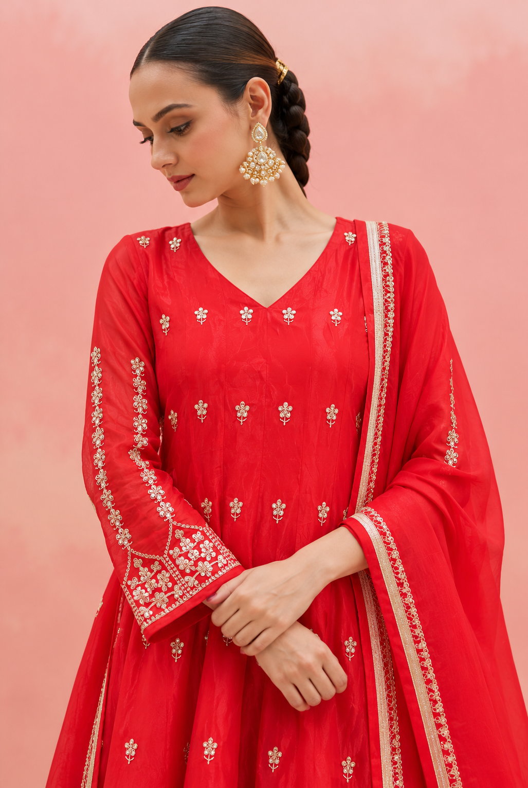 Cherry Red Anarkali Set