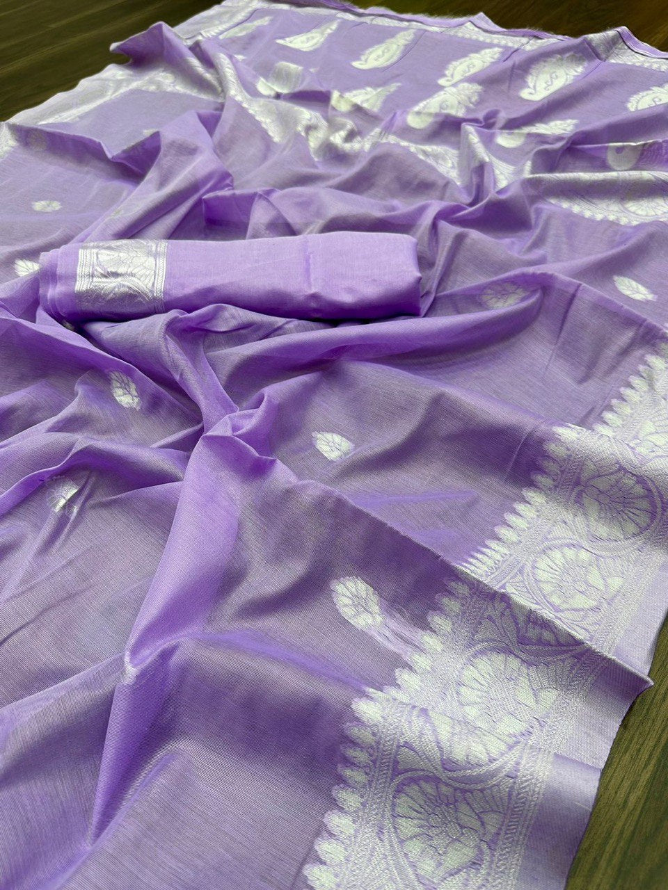 Banarasi Silk Saree with Floral Woven Motifs
