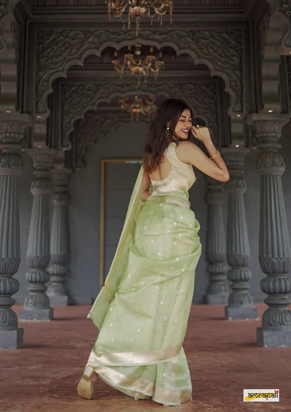 Women's Kanjivaram Soft Pure Silk Banarasi Sarees With Blouse Piece