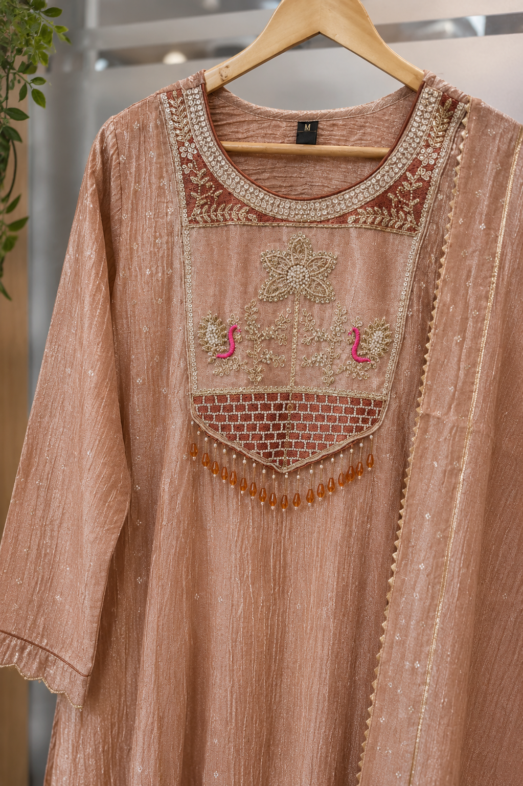 Premium Blush Pink Embroidered Salsa Anarkali Kurta Set with Dupatta