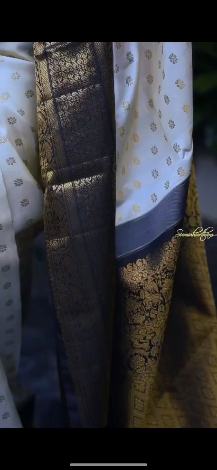 Self Design Kanjivaram Jacquard Saree (Cream)