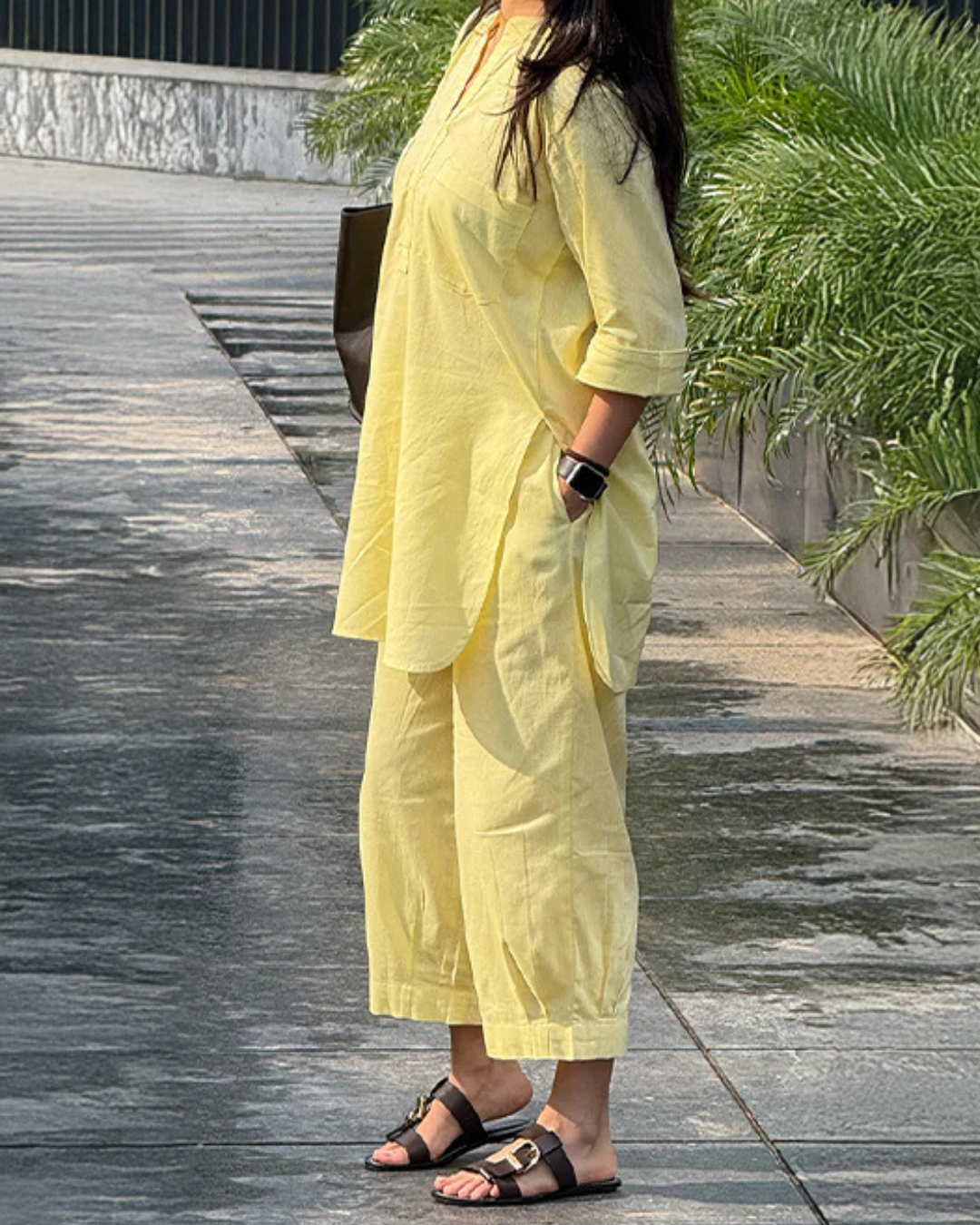 Yellow Casual Cotton Co-ord Set for Women
