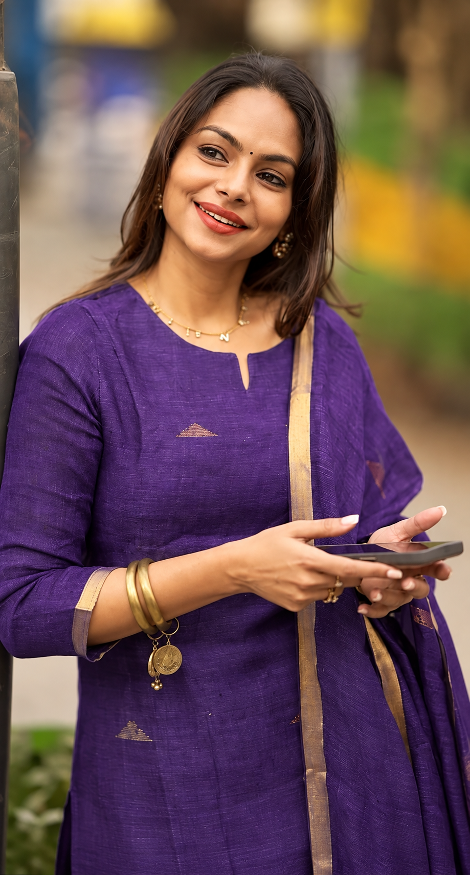 Purple Gold Designer jacquard Suit Set with Dupatta