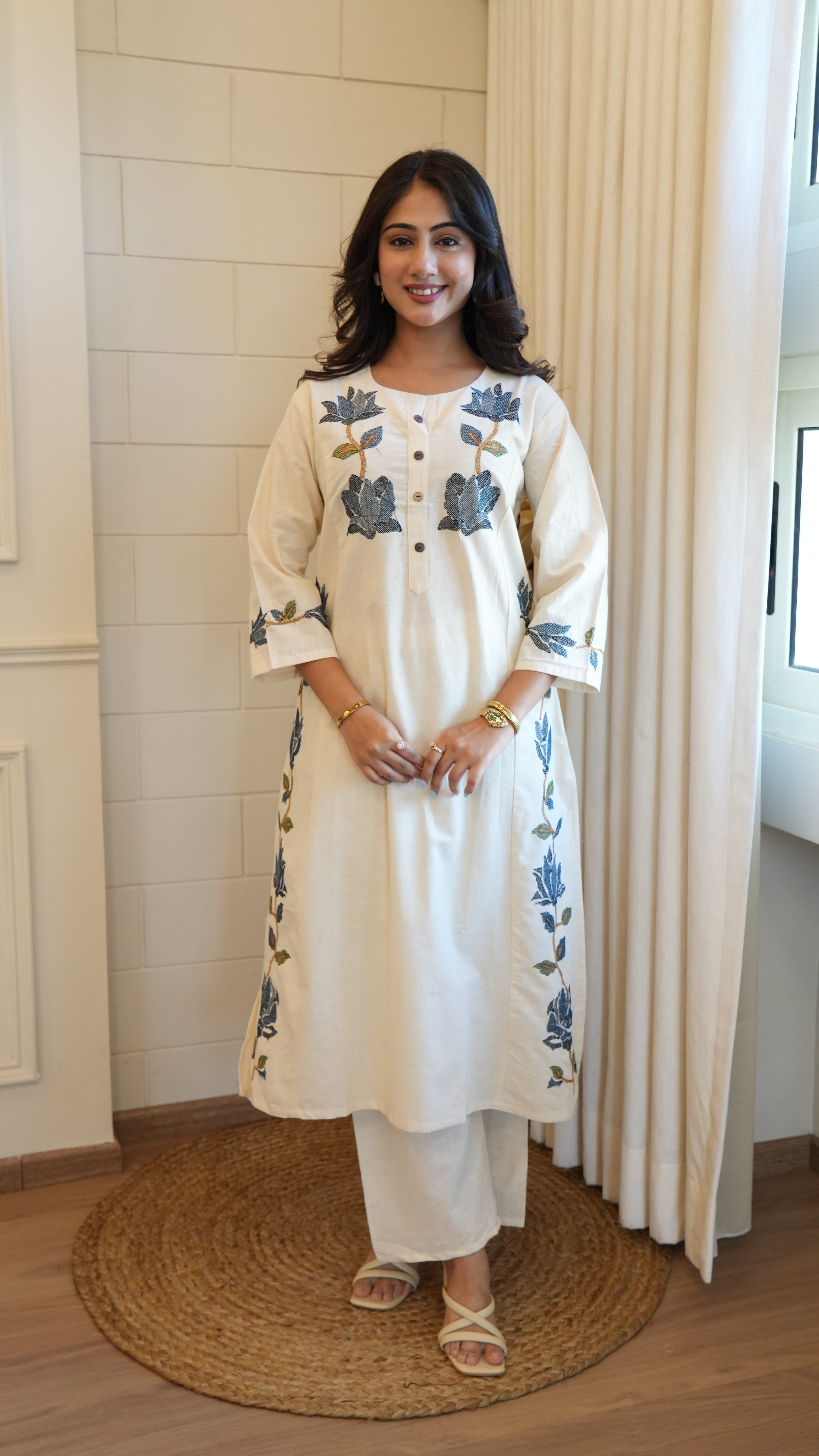 Off White Khadi Kurta Set