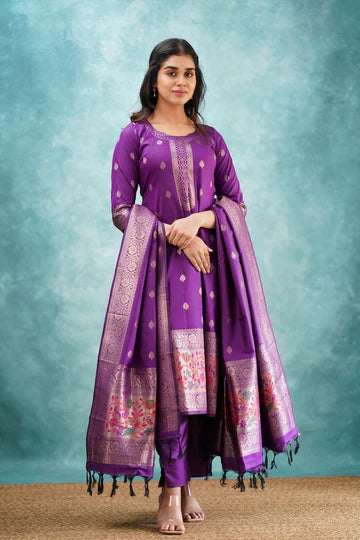 Purple Blended Paithani Silk Salwar
