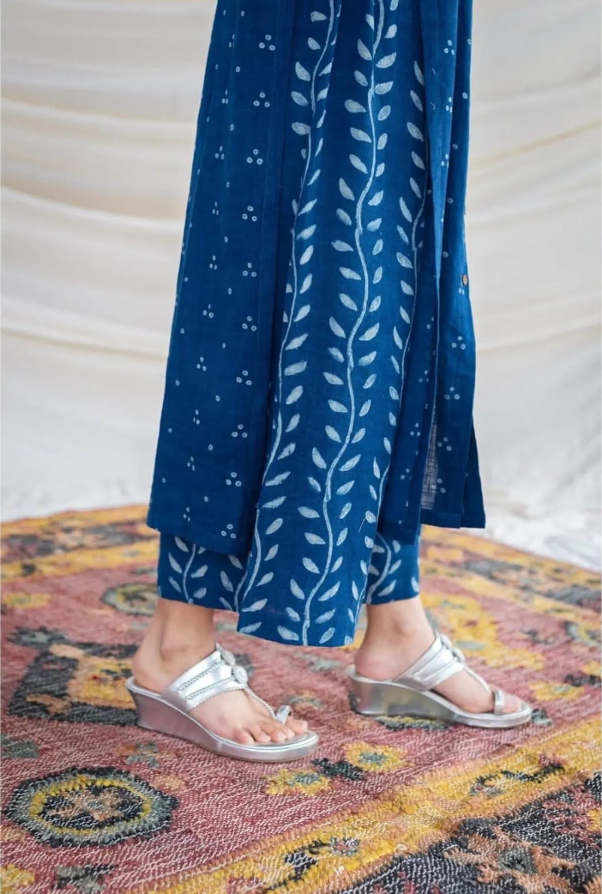 New Printed Kurta Pant Set Blue