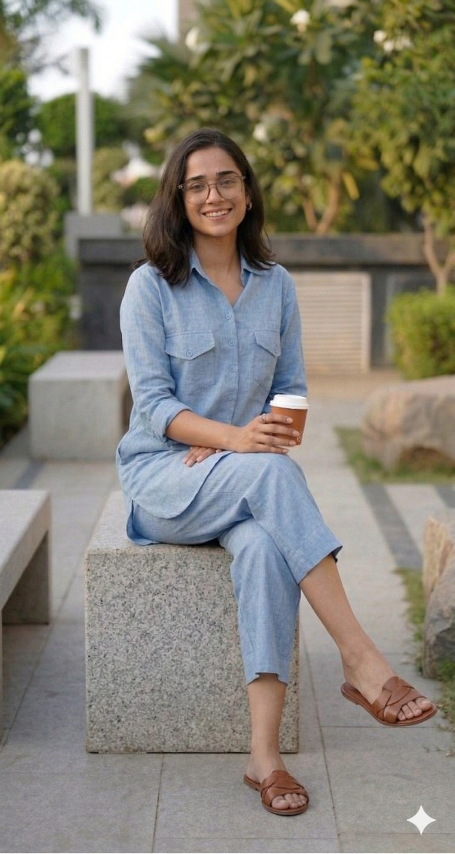 Sky BlueCasual Cotton Co-ord Set for Women