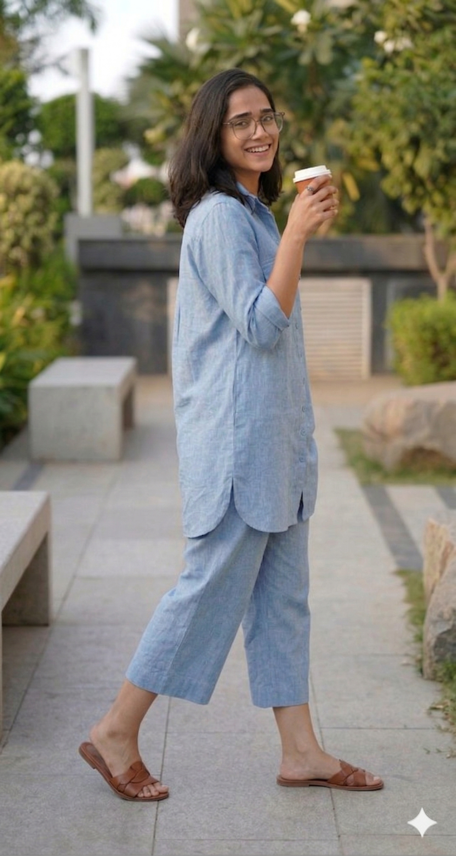 Sky BlueCasual Cotton Co-ord Set for Women