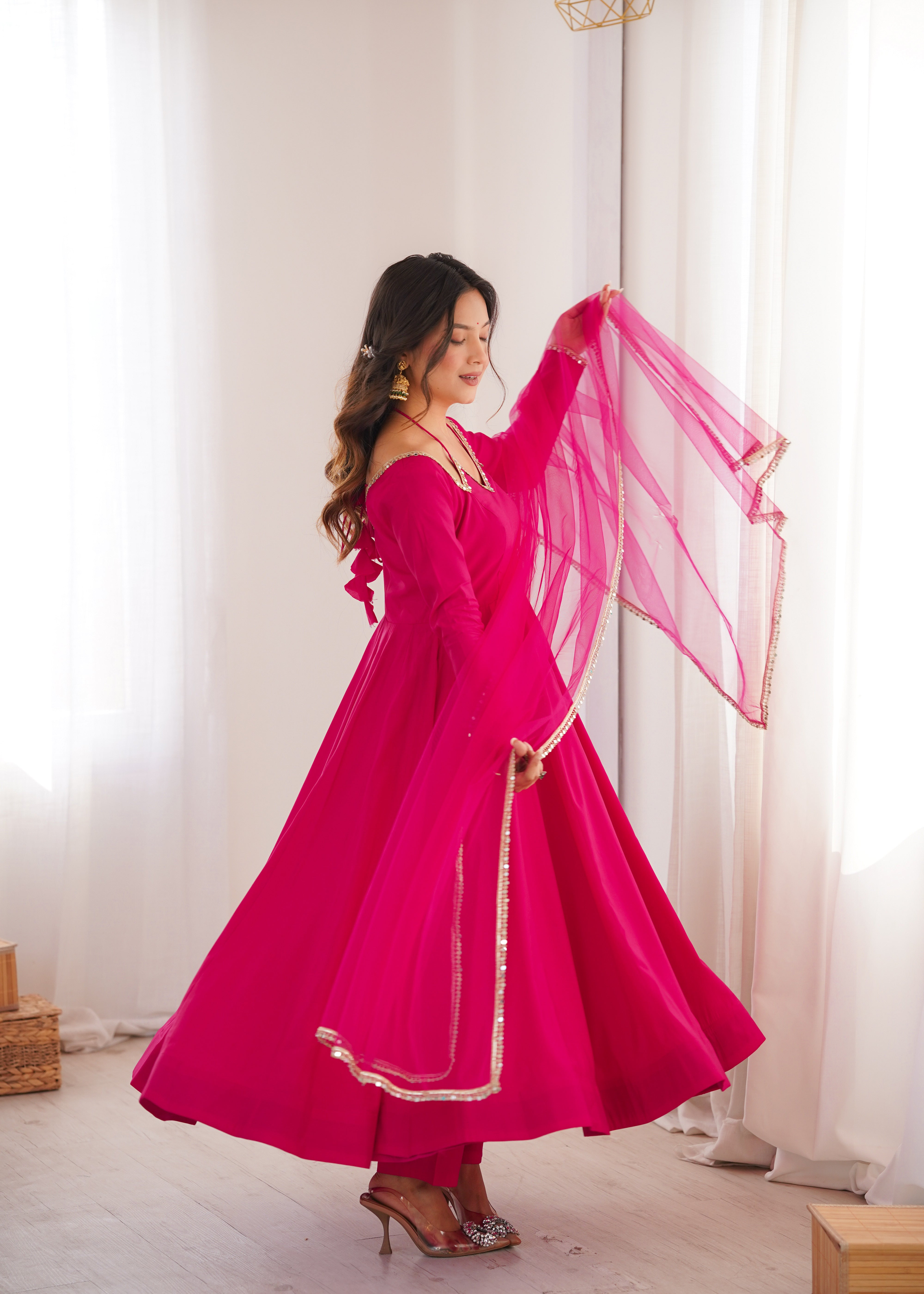 Premium Pink Anarkali Suit Set with Dupatta – Elegant Festive & Party Wear