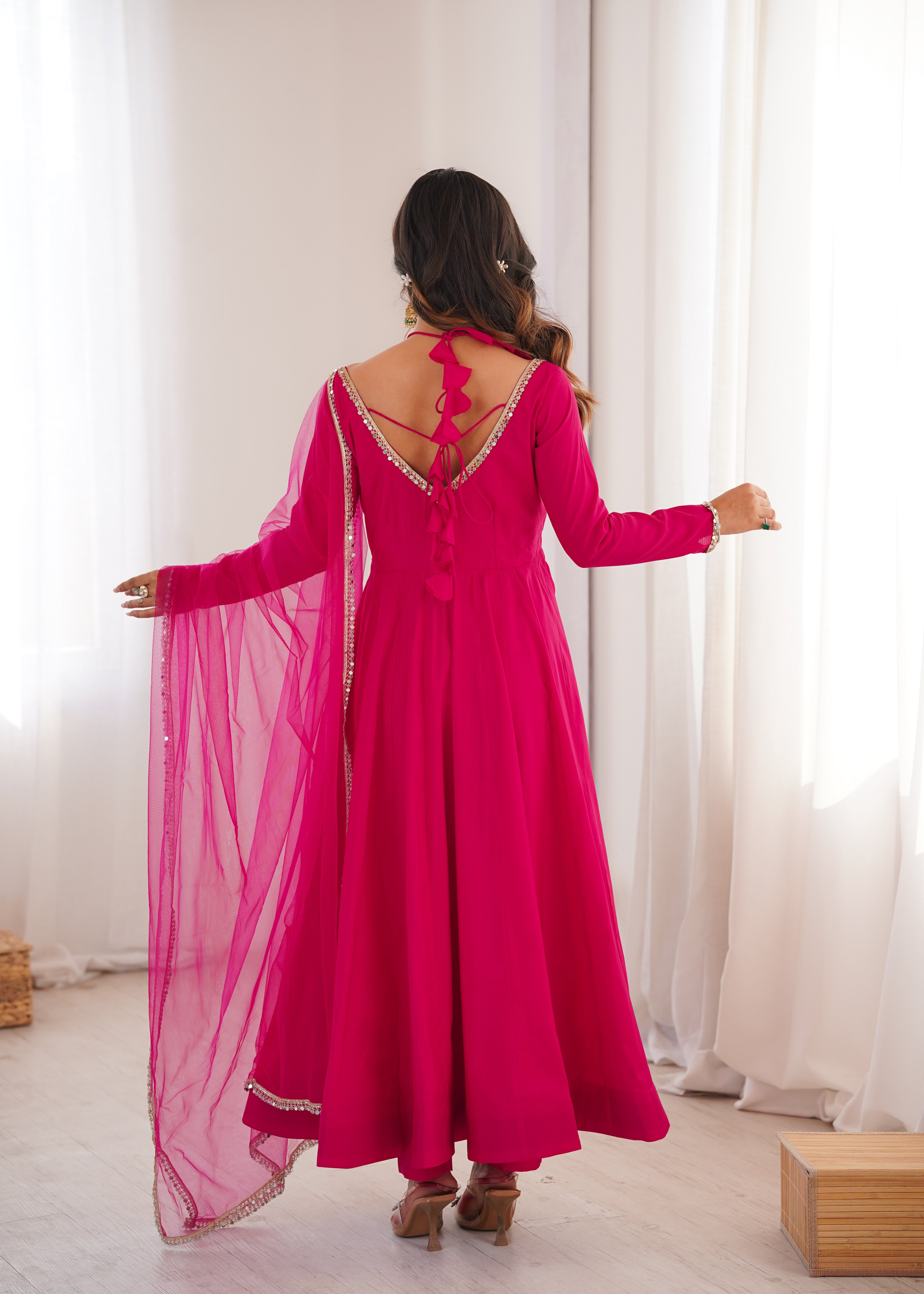 Premium Pink Anarkali Suit Set with Dupatta – Elegant Festive & Party Wear