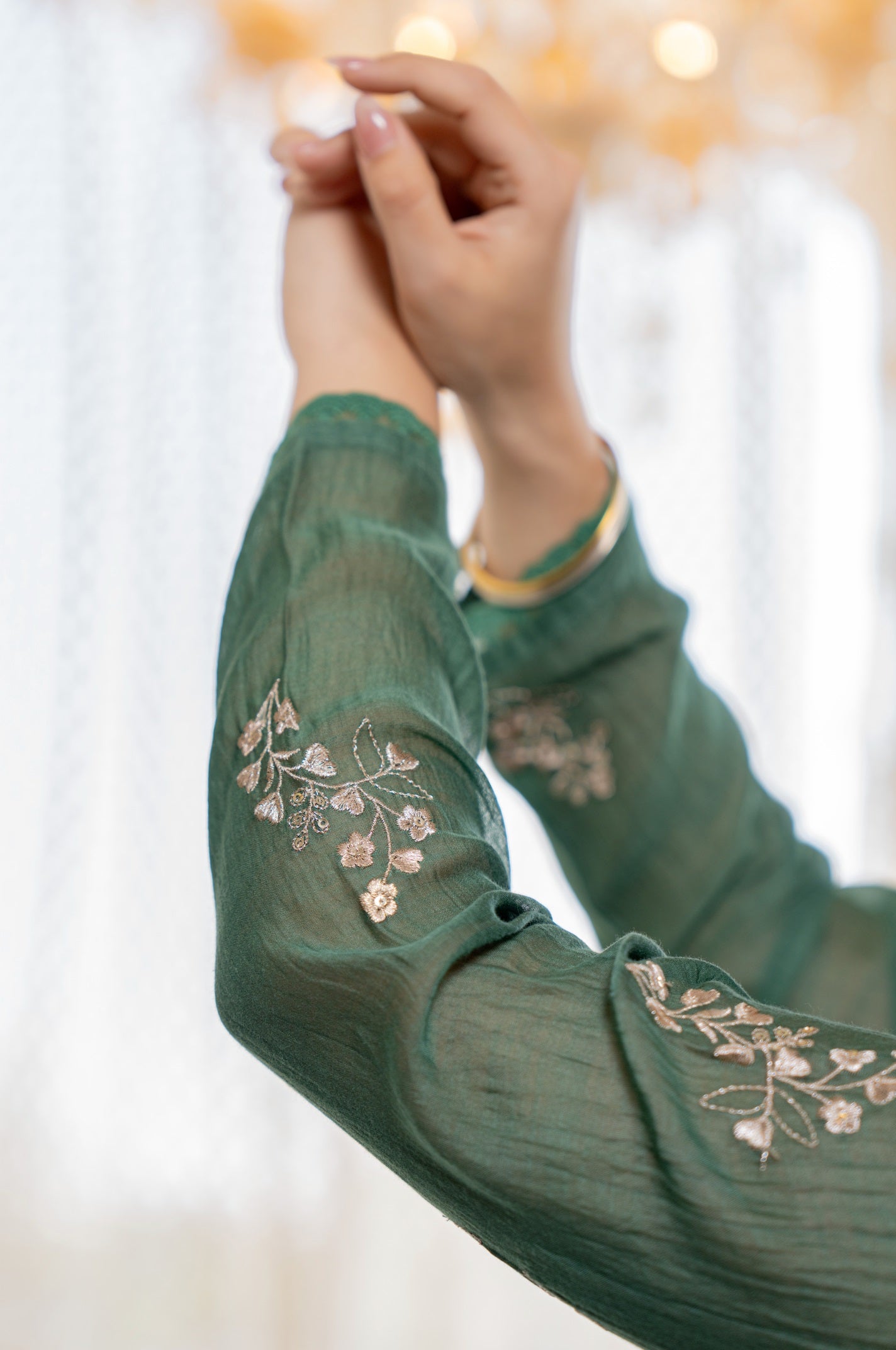 Elegant Green Embroidered Anarkali Kurta Set with Dupatta for Women