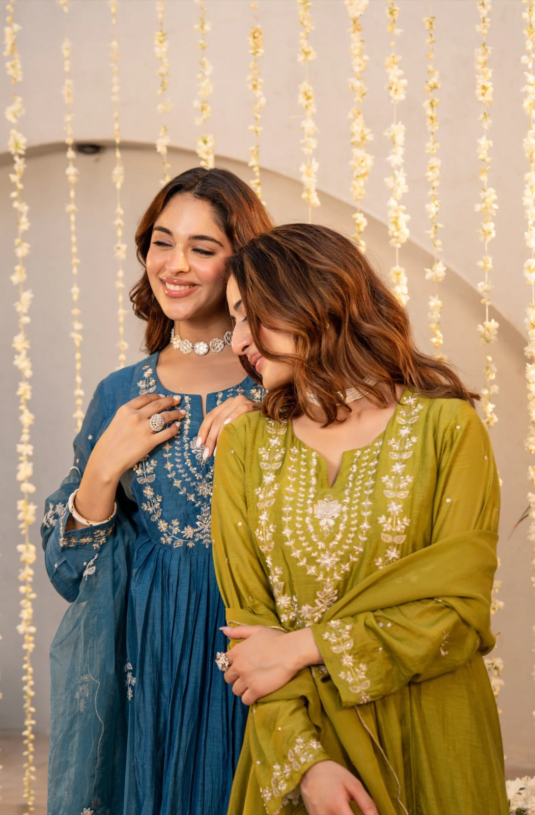 Elegant Blue Embroidered Anarkali Kurta Set with Dupatta for Women