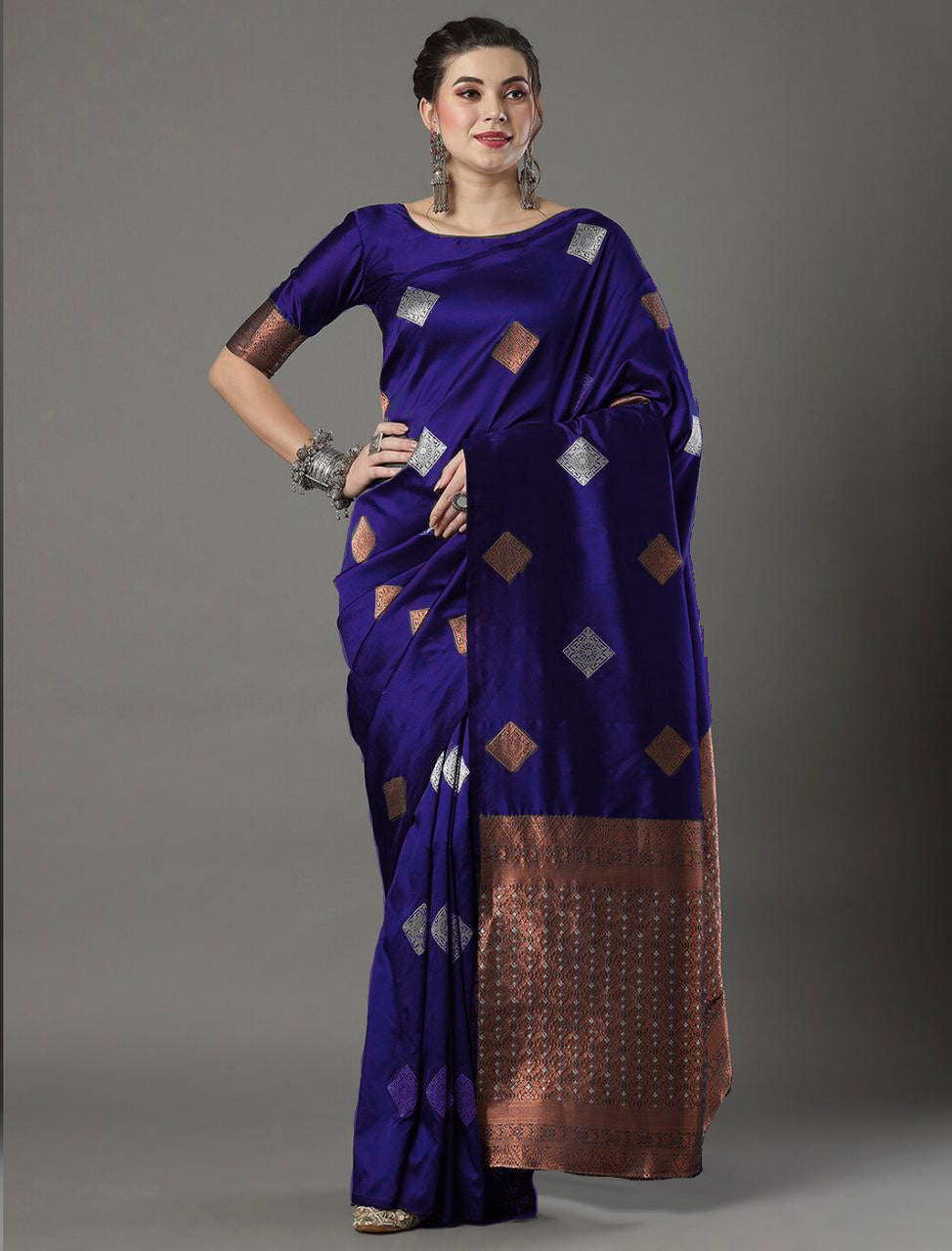 Women Silk Saree with Contrast Border | FS
