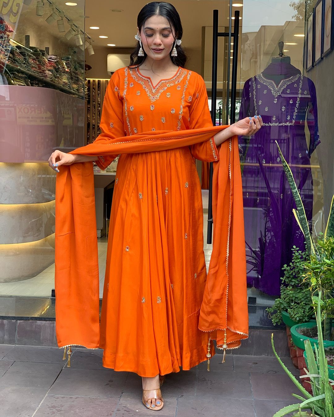 Women's Rayon Slub Kurti with Plazo with Dupatta Set