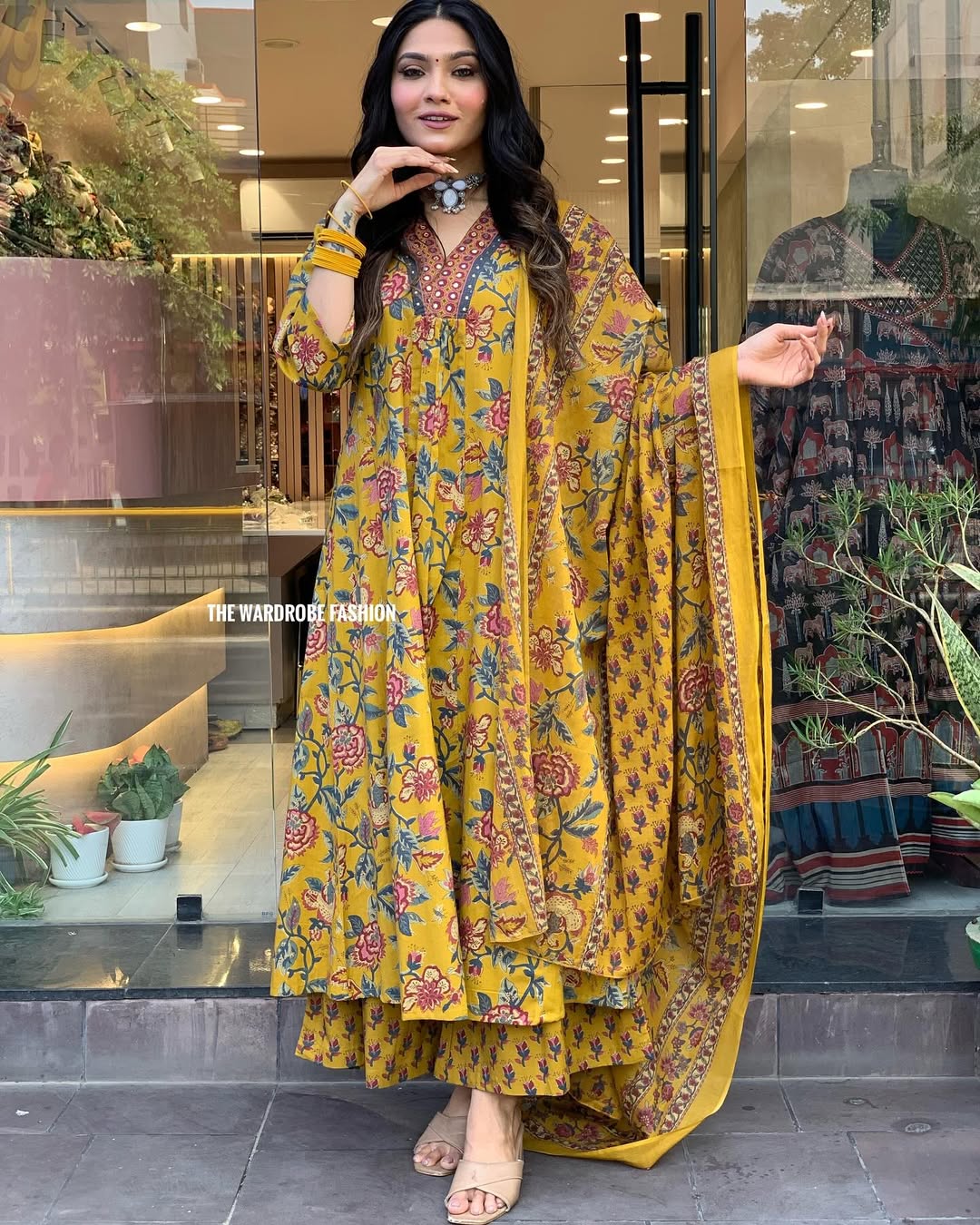 Dress Set For Women With Dupatta Women's Printed Cotton Anarkali Kurta Pant With Dupatta Set Dress Set For Women With Dupatta Women's Printed Cotton Anarkali Kurta Pant With Dupatta Set