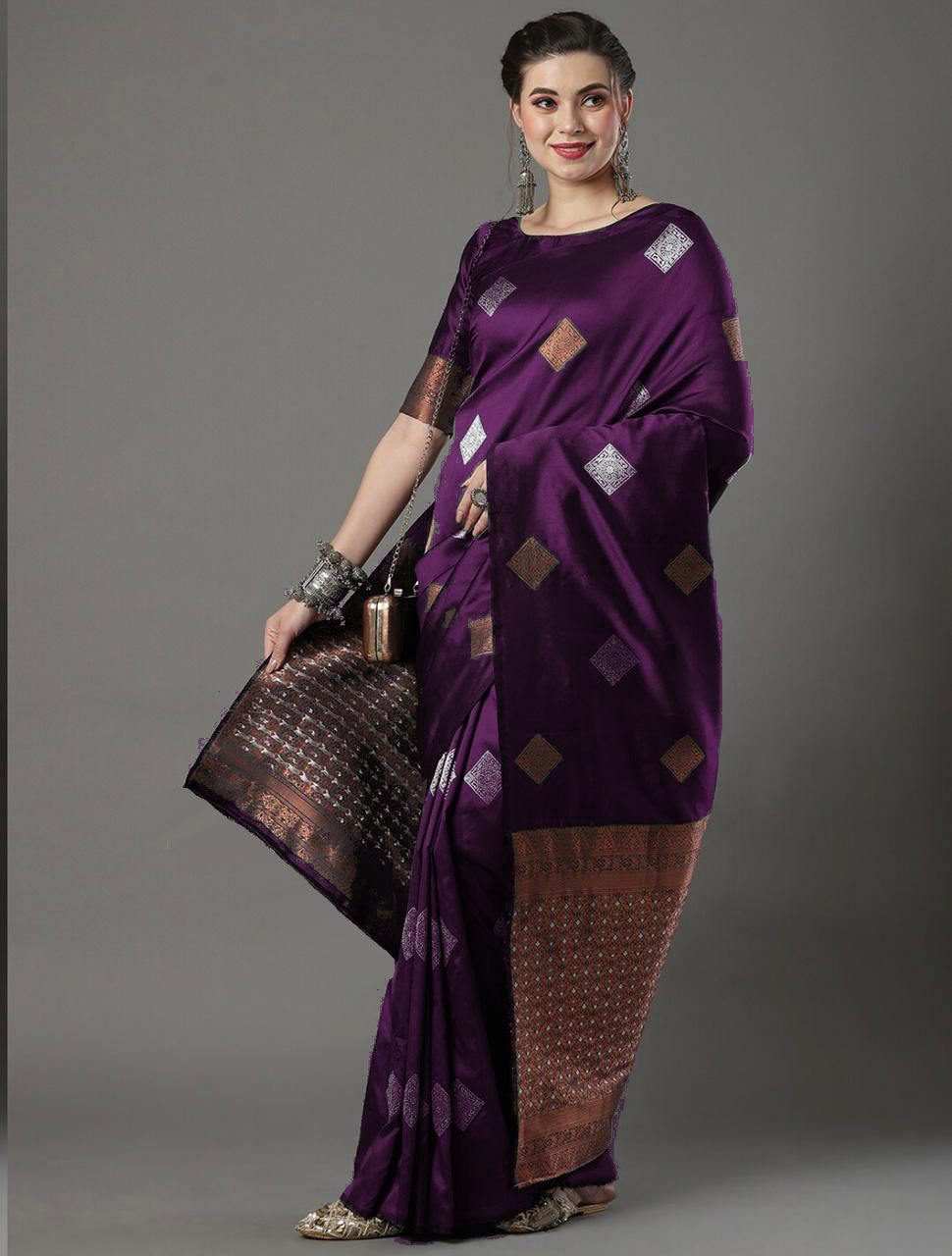 Women Silk Saree with Contrast Border | FS