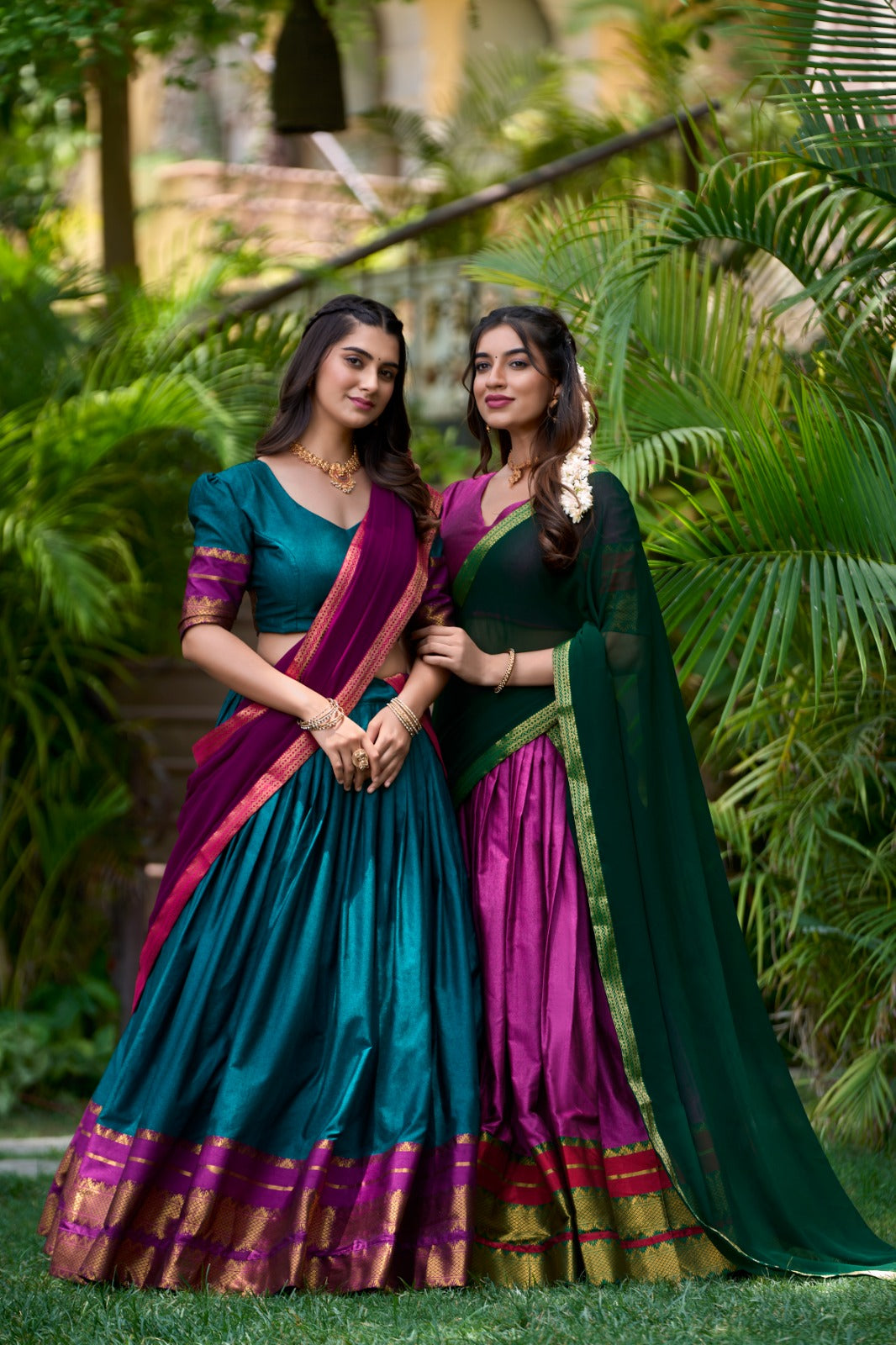 Morpich Zari Woven Cotton Lehenga Choli