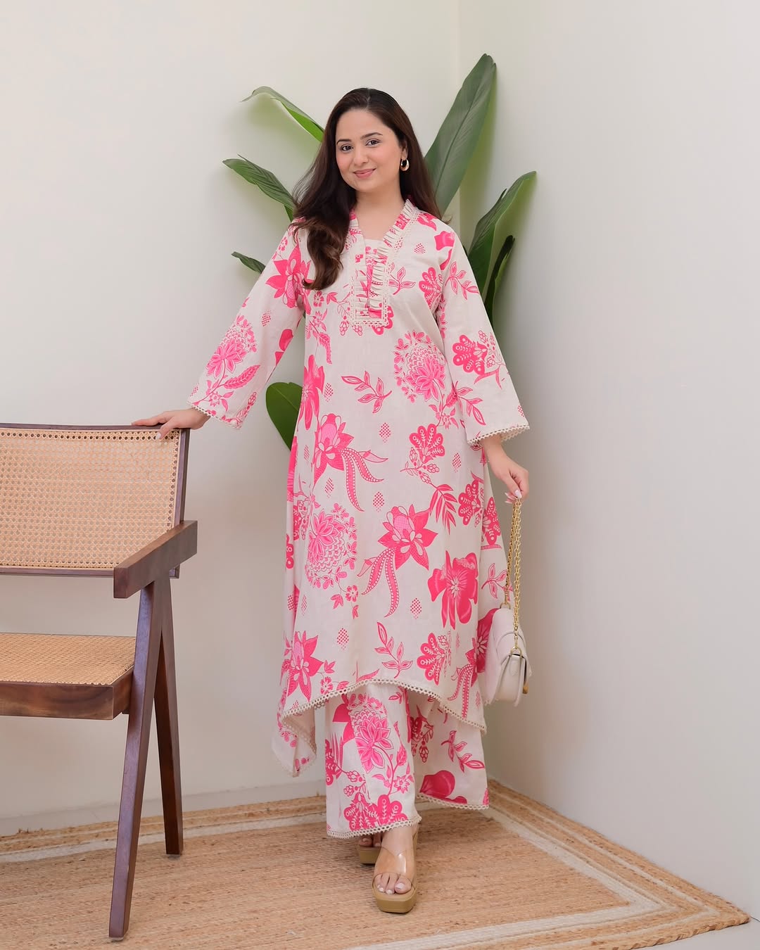 Floral A Line Cotton Kurta Set