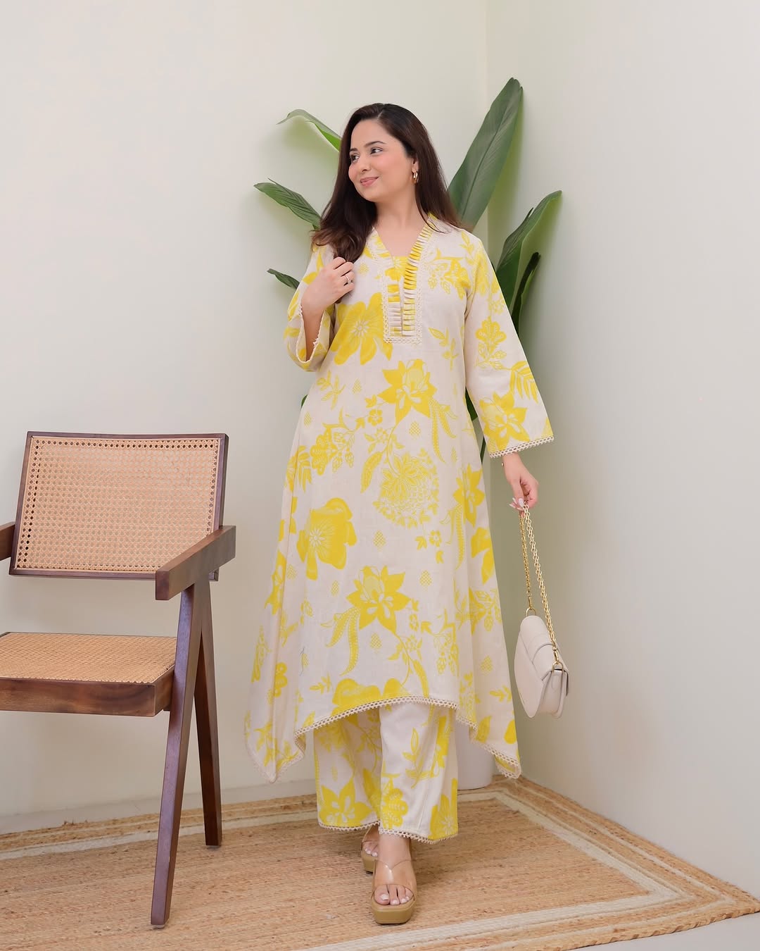 Floral A Line Cotton Kurta Set