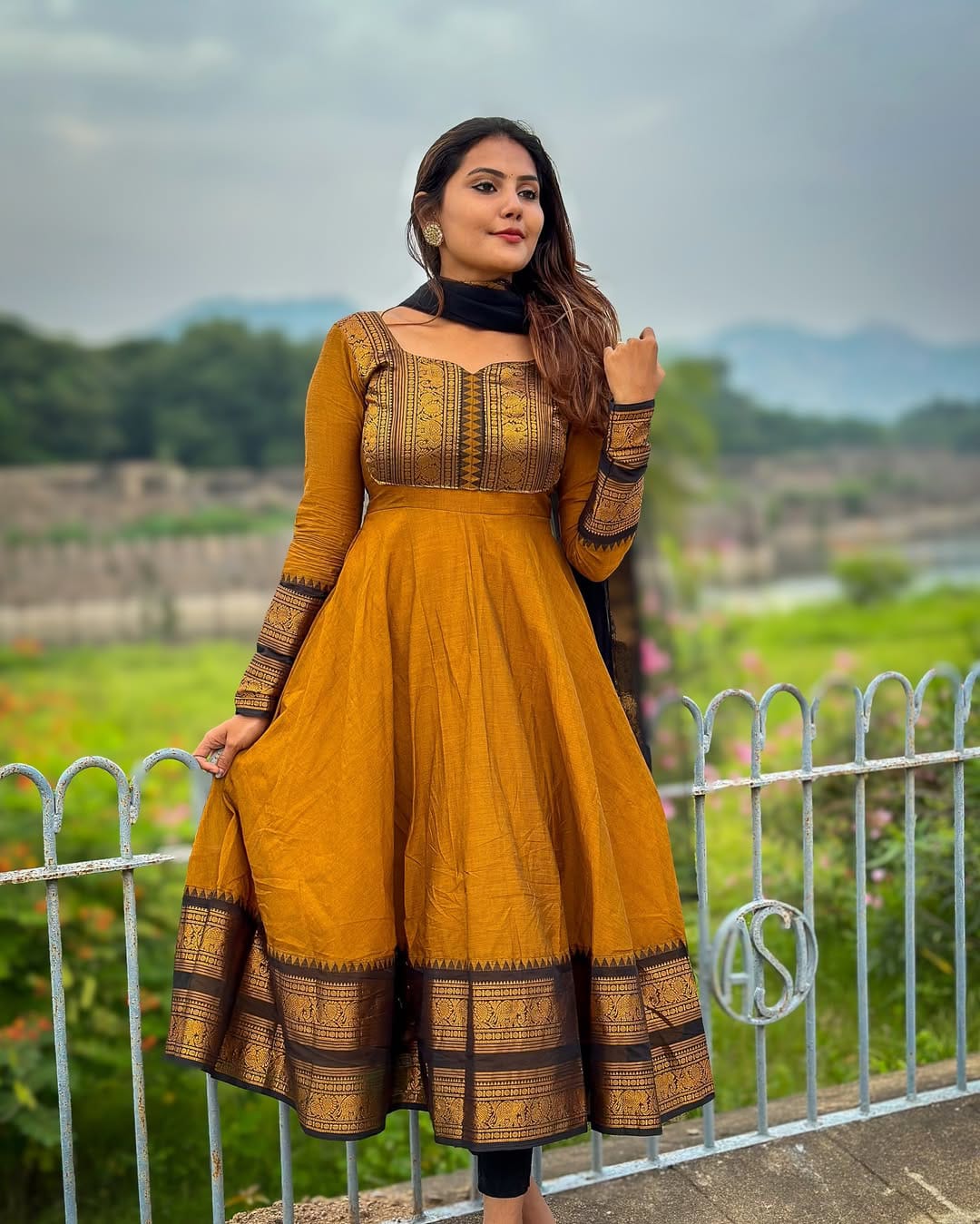 Kalamkari Charm Flared Anarkali Suit Set