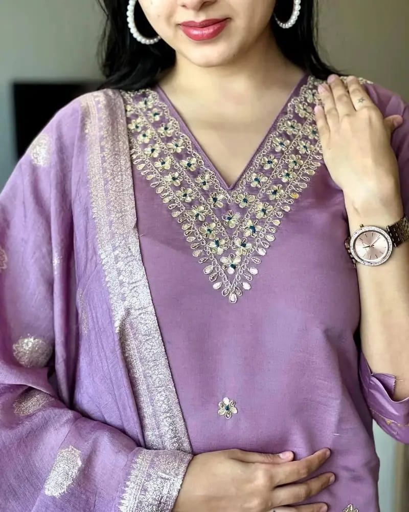 Women’s Embroidered Kurta Set with Dupatta