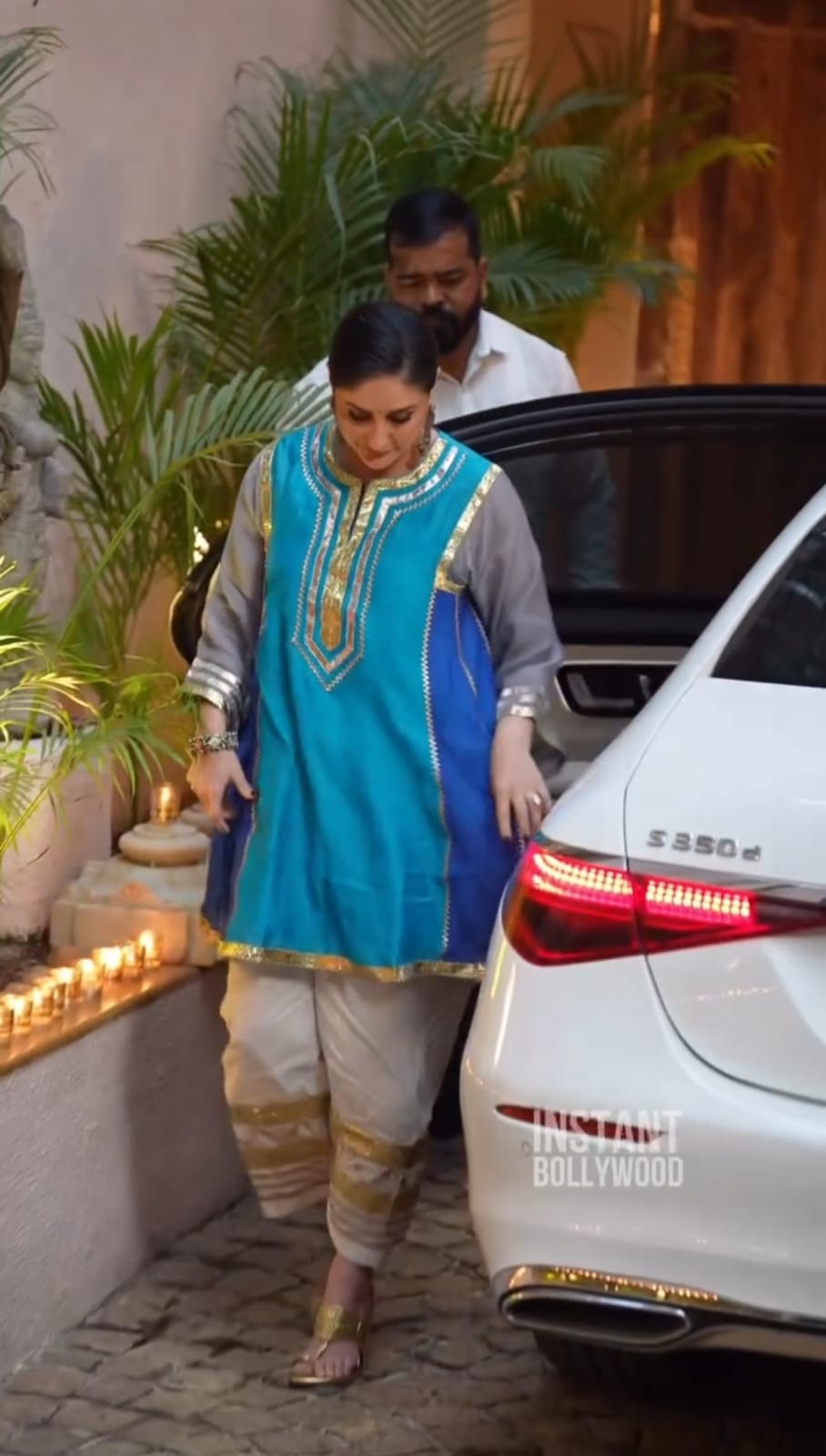 Royal Blue Embroidered Short Kurti with Tulip Pants Set