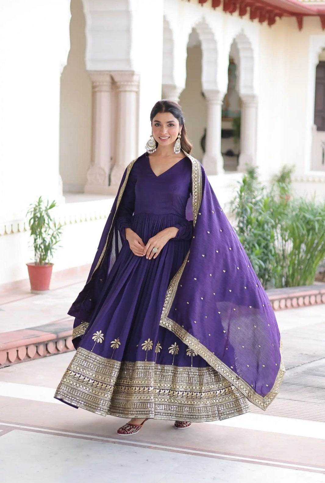 Elegant Purple Ethnic Anarkali Set for Women