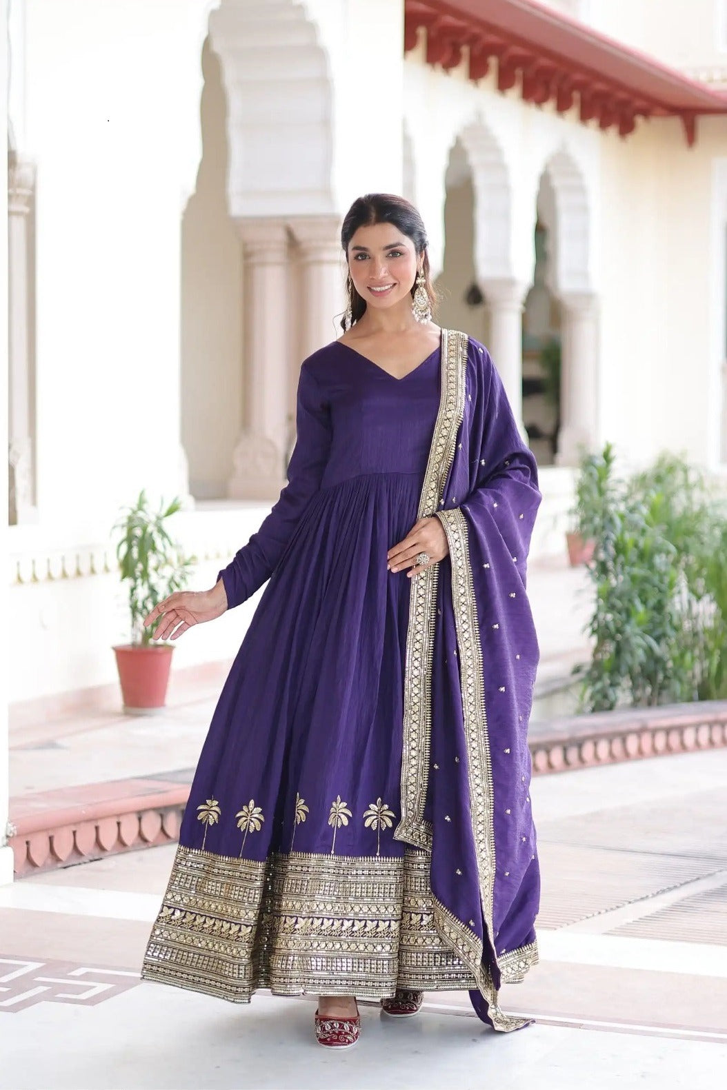 Elegant Purple Ethnic Anarkali Set for Women